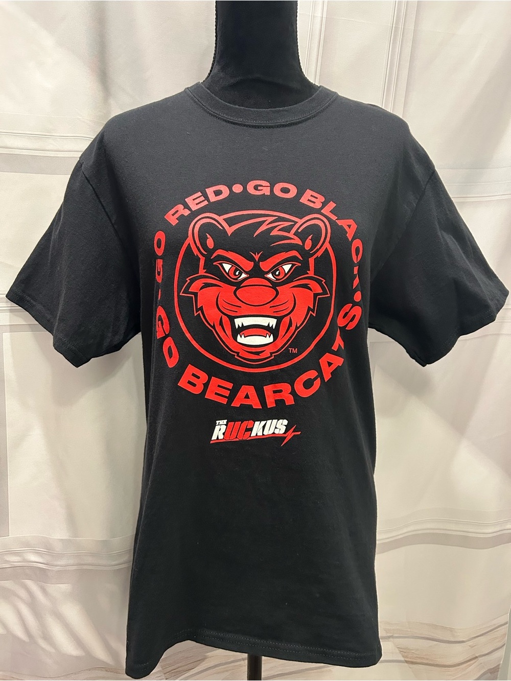 Bearcats Graphic Tee - Black with Red Print Vivid Logo Medium